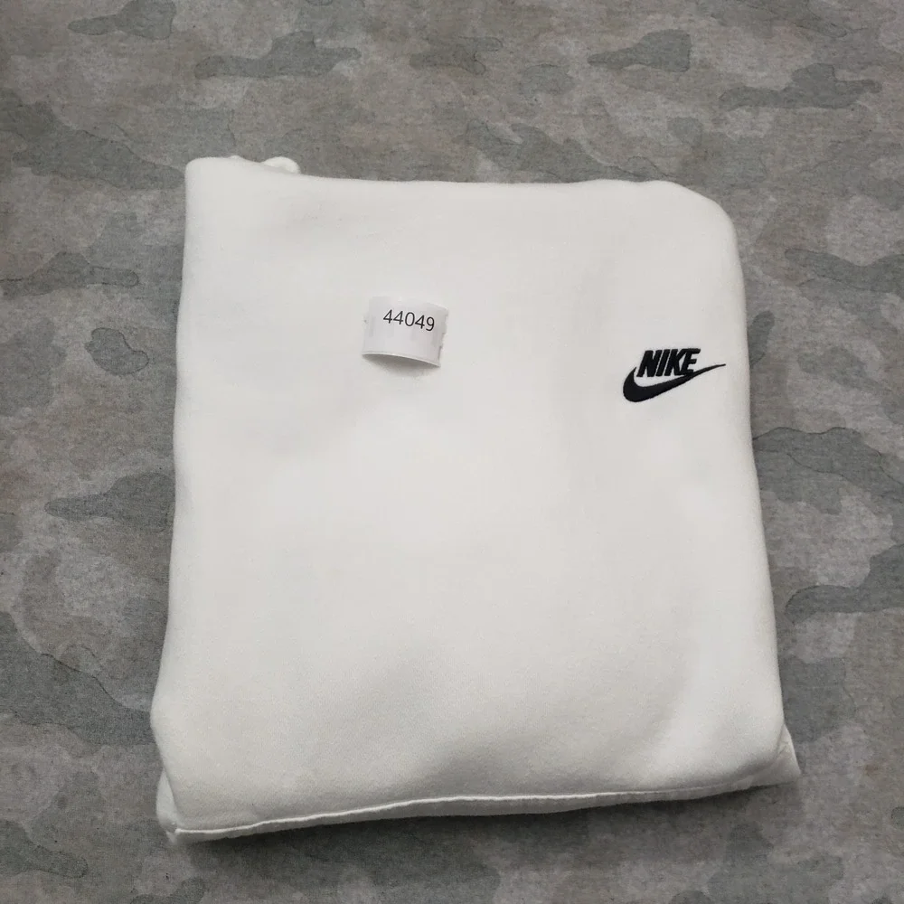 Nike‎ Sweatshirt Mens Large White Club Fleece Pullover Pockets Hooded